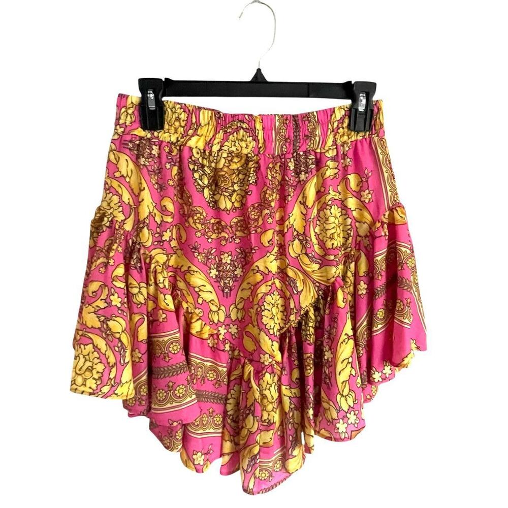 Akira Pink and Yellow Stretch Mini Skirt: Y2K, Modern